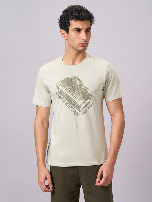 Men's 100% Organic Cotton Half Sleeves Regular Fit Tshirt Green