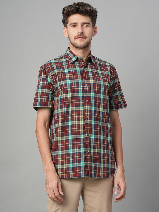 Men's Cotton Linen Regular Fit Shirt Red