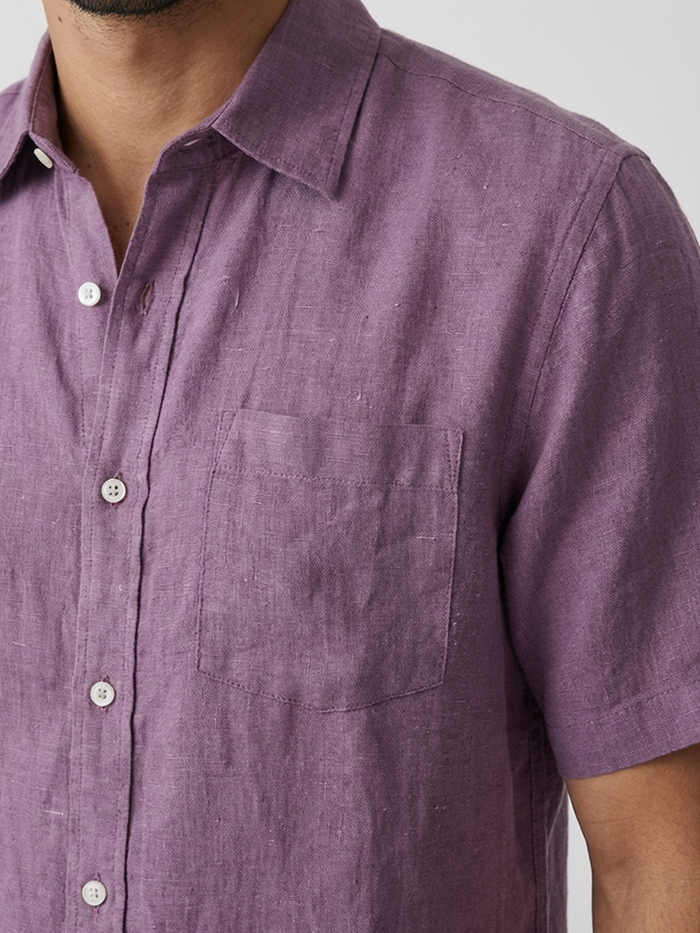 Men's Grape 100% Linen Regular Fit Shirt