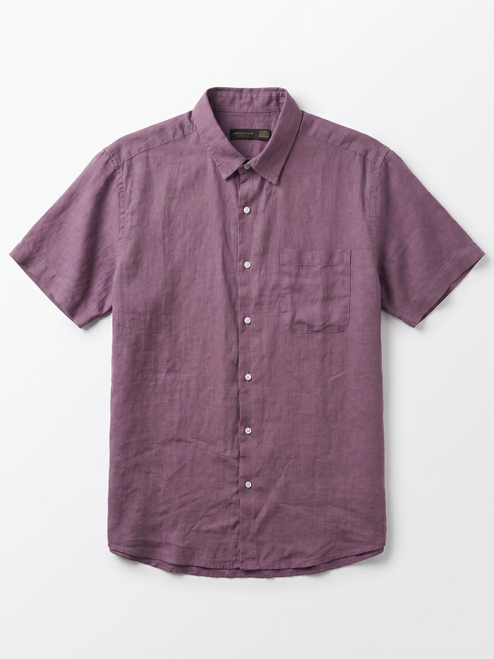 Men's Grape 100% Linen Regular Fit Shirt