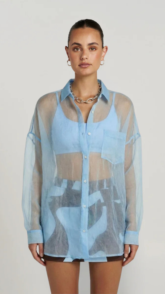 MERCURIO SILK SHIRT - SKY BLUE