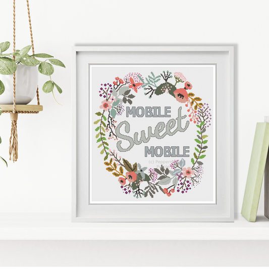 Mobile Home Sweet Home Cross Stitch Pattern by Peppermint Purple