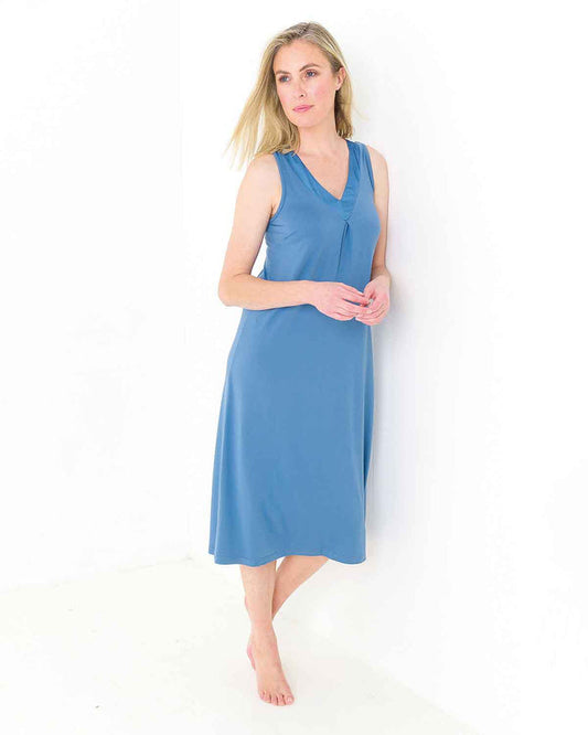 Monroe Blue Sleevless Supersoft Nightdress - The Classic Boutique