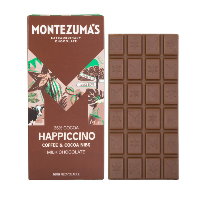 Montezuma's Happiccino Coffee & Cocoa Nibs Milk Chocolate Bar 90g