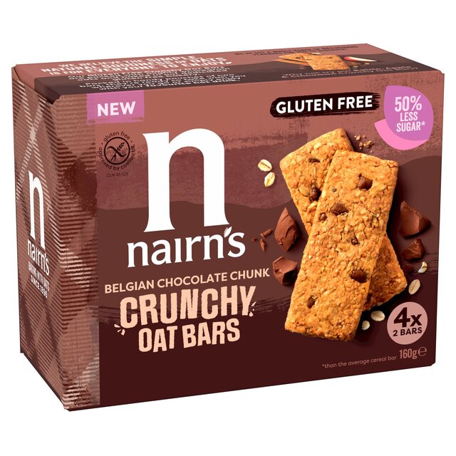 Nairn's Gluten Free Belgian Choc Chunk Crunchy Oat Bars 160g