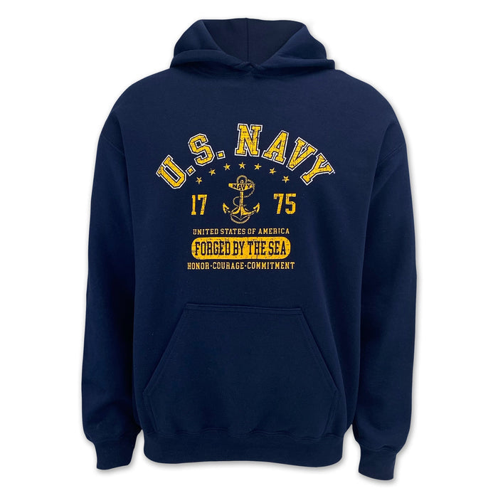 Navy Distressed Forged By The Sea Hood (Navy)