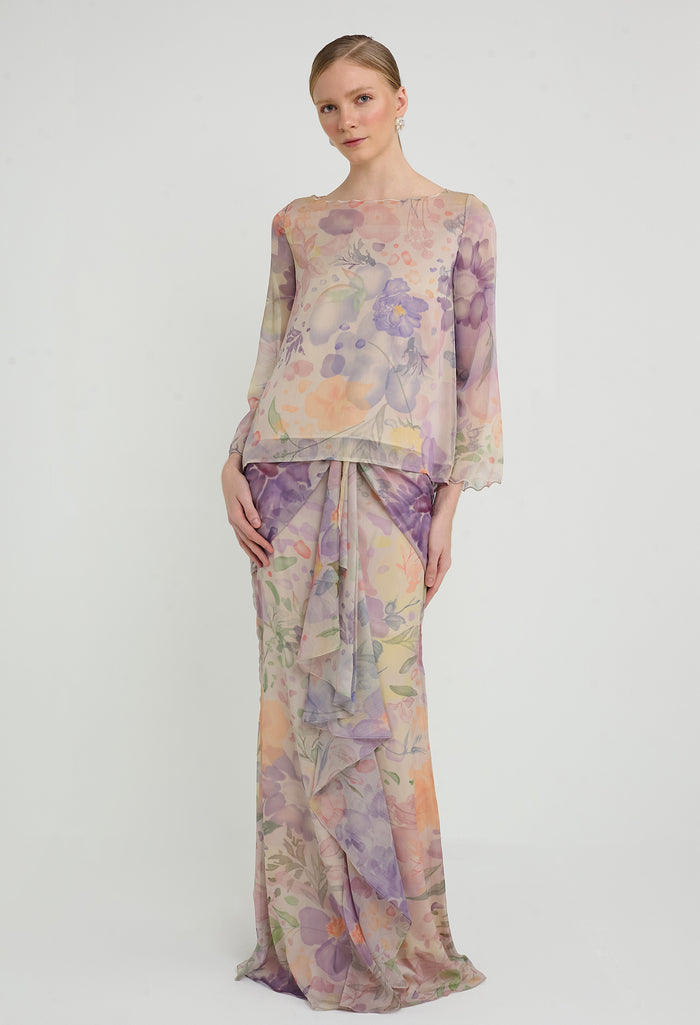 nichii x NURITA HARITH Serene Floral Bateau Neckline Blouse