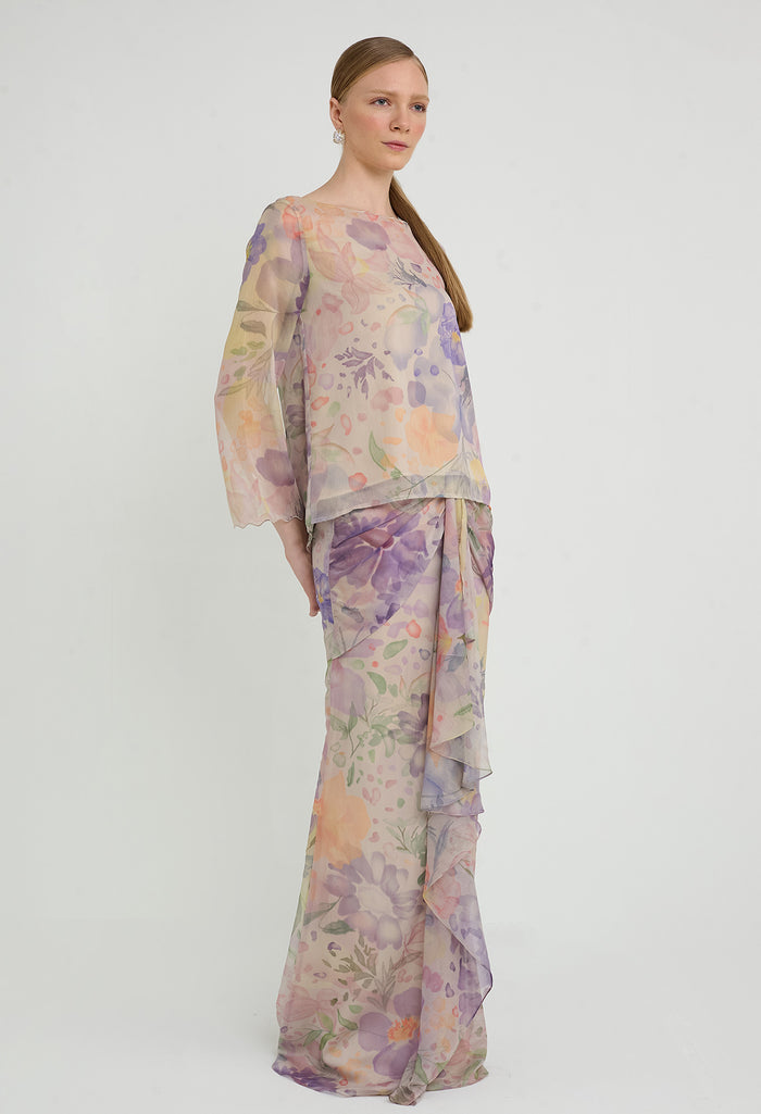 nichii x NURITA HARITH Serene Floral Bateau Neckline Blouse