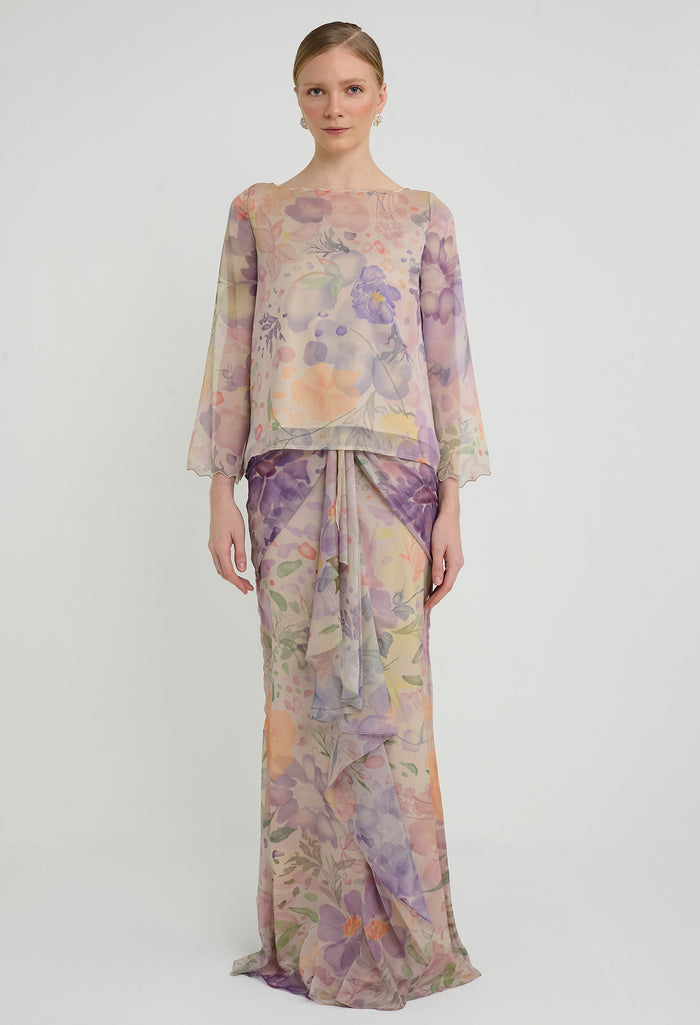 nichii x NURITA HARITH Serene Floral Bateau Neckline Blouse