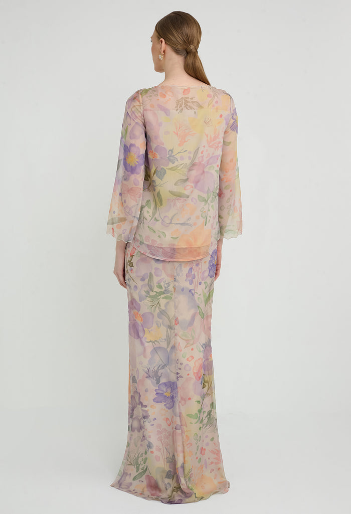 nichii x NURITA HARITH Serene Floral Bateau Neckline Blouse