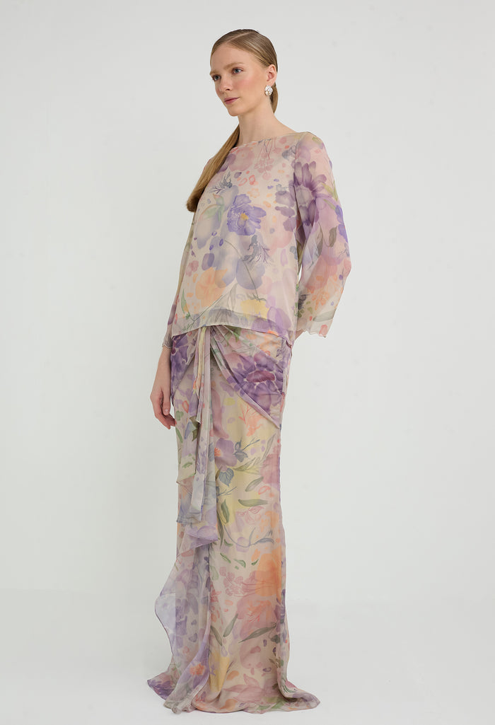 nichii x NURITA HARITH Serene Floral Bateau Neckline Blouse