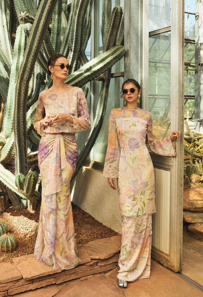 nichii x NURITA HARITH Serene Floral Bateau Neckline Blouse