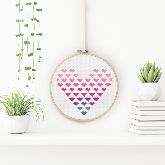 Ombre Heart Cross Stitch Pattern by Peppermint Purple