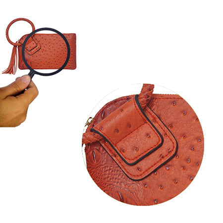 Orange NGIL Textured Fashion Faux Leather Mini Purse With Fringe Tassel