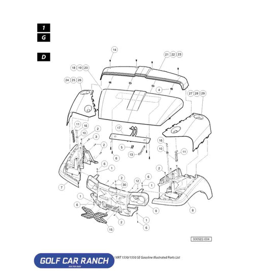 PANEL COWL DS GL DRK GRN SKU: 103959510 - CLUB CAR CA/XRT REPAIR PART