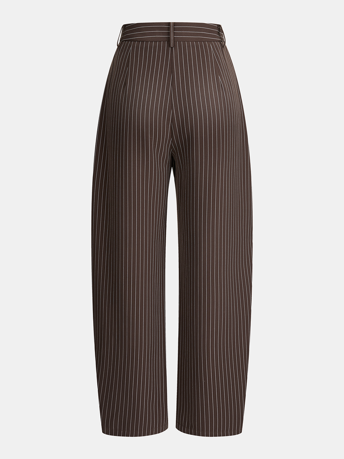 Pinstripe Asymmetric Curved-Leg Pants