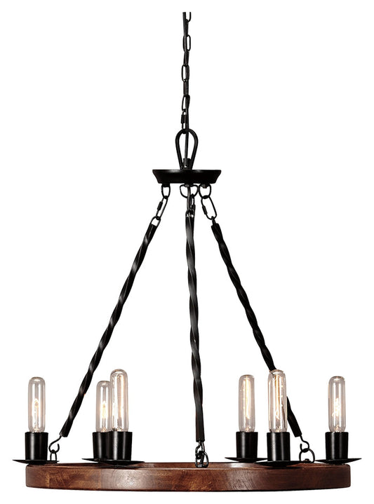 Plato L000658 BrownBlack Wood Pendant Light 1CN