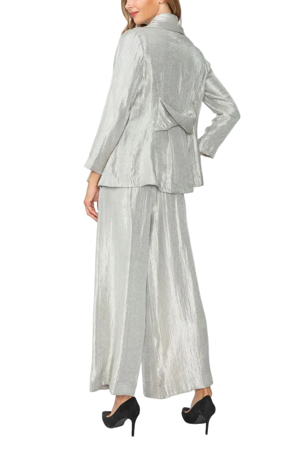 Pleated Wide Leg Pant in Silvery Taupe - 7641P