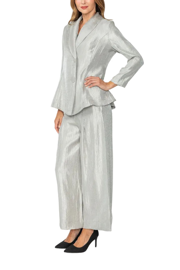 Pleated Wide Leg Pant in Silvery Taupe - 7641P