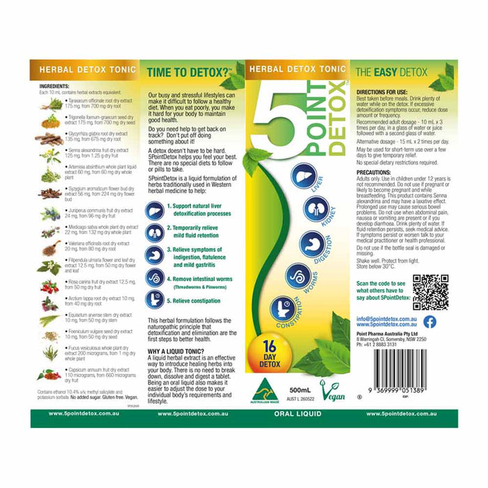 Point Pharma 5 Point Detox Herbal Detox Tonic - 500ml - L'Organic