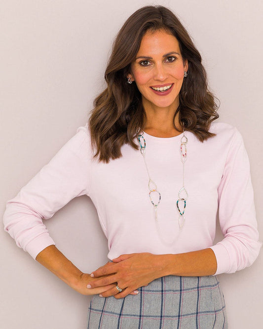 Pure Cotton Crew Neck - Pale Pink - The Classic Boutique