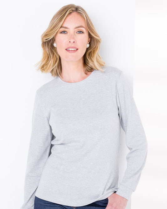 Pure Cotton Crew Neck - Silver - The Classic Boutique