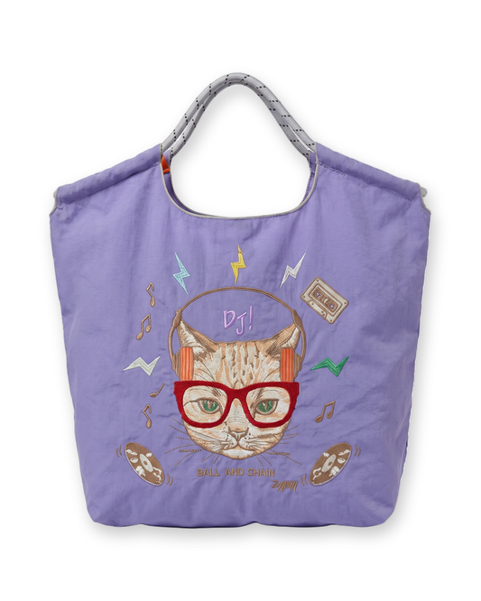 Purple Kitty Tote Bag by CRUX