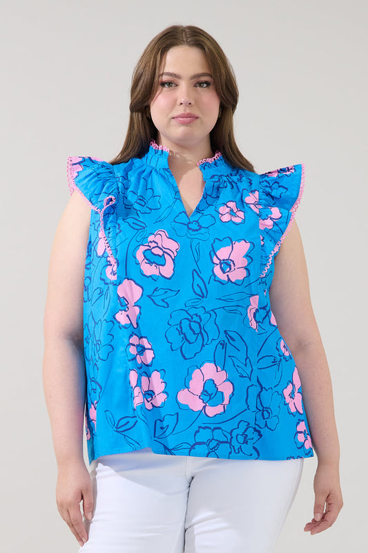 Rayen Ruffle Top Cosmic Poppy Curve