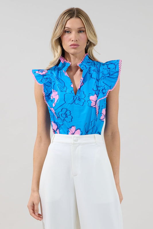 Rayen Ruffle Top Cosmic Poppy