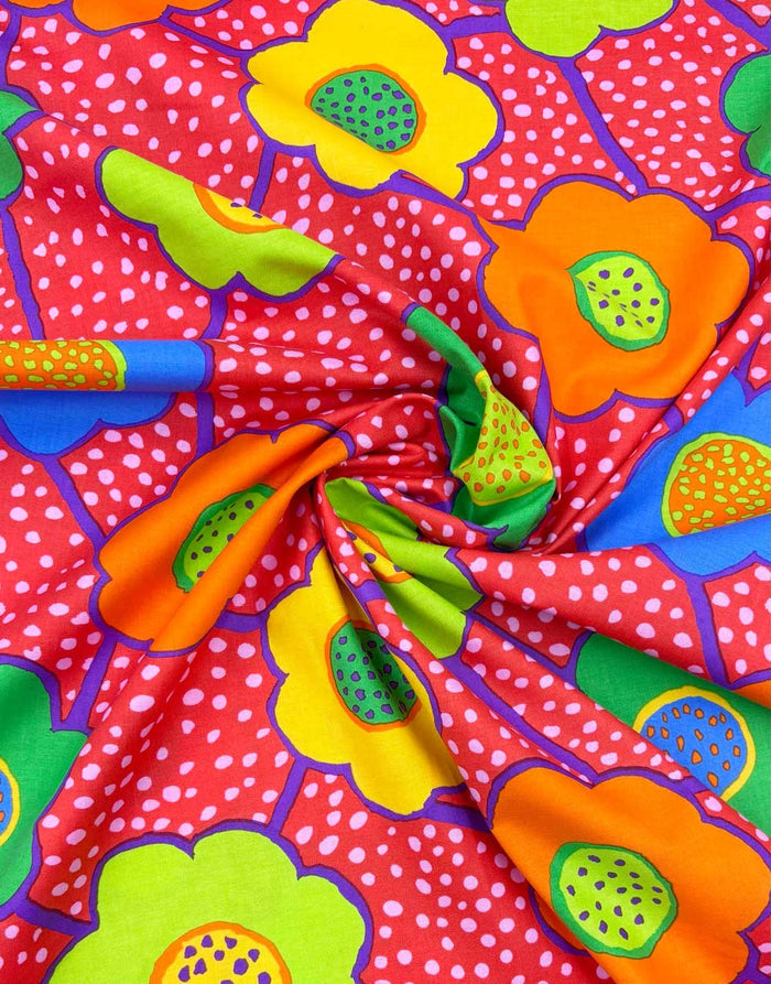 Red Floral Connections Cotton Fabric, Kaffe Fasset Collective