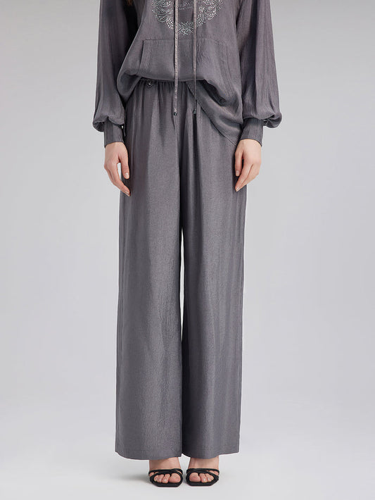 Relaxed Acetate Straight-Leg Pants