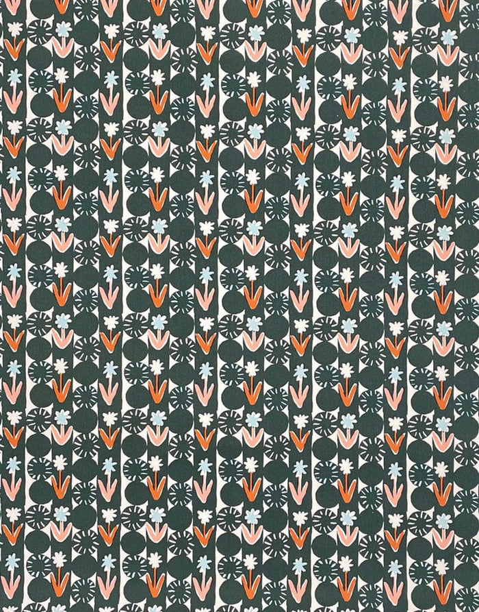 Kokka Oxford Cotton Green Flower & Polker Chips Oxford Cotton Fabric, Kokka Egg Press 12448