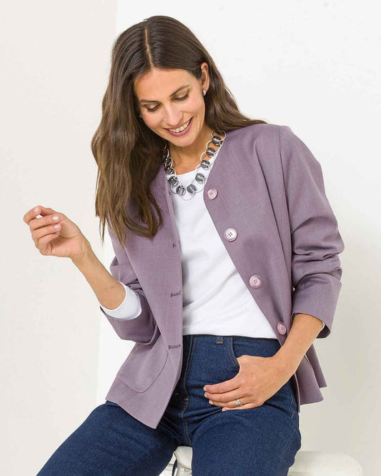 Sandown Wool Mix Fully Lined Ladies Jacket - Mauve - Image 1 - The Classic Boutique