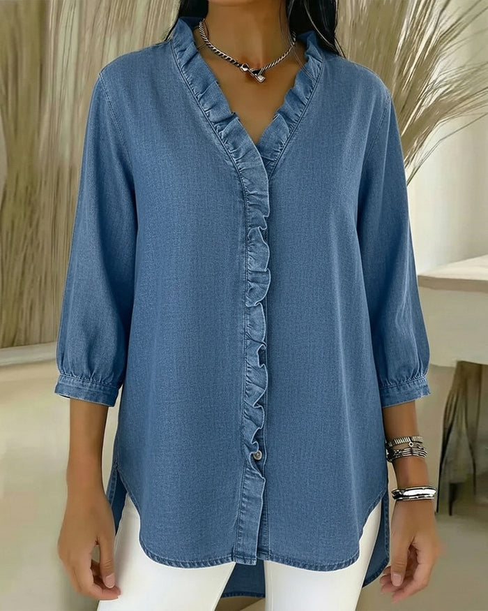 Selyra - Blouse Élégante à Volants Féminins