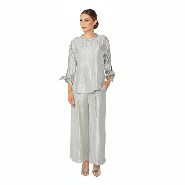 Shimmered Silvery Taupe High-Low Top - 7648T