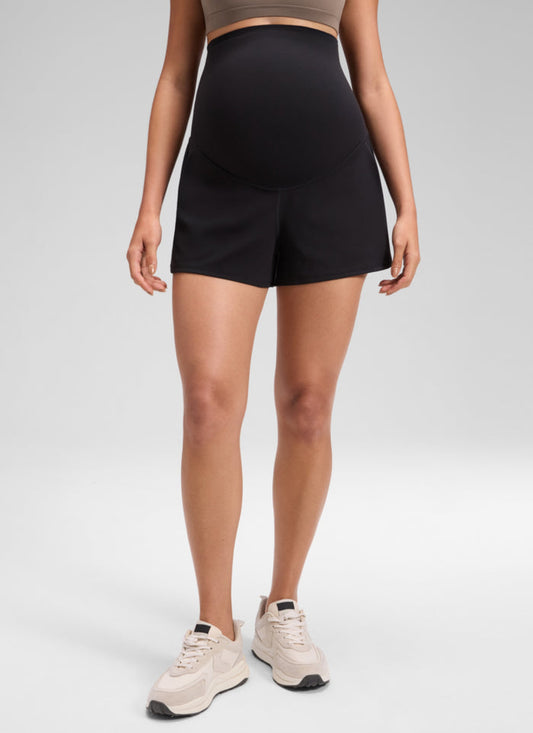 CRZ YOGA Women's Softretch Maternity A-Line Athletic Shorts 3'' Black