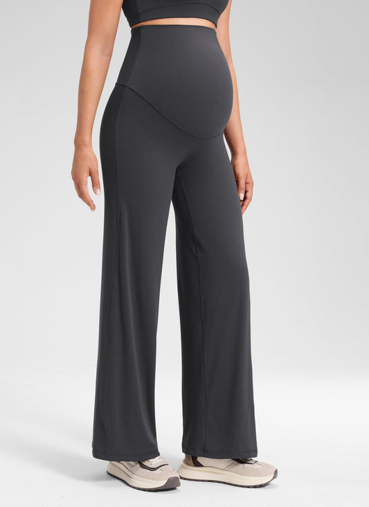 CRZ YOGA Women's Softretch Maternity No Front Seam Wide Leg Pant 30'' Mysterious Grey