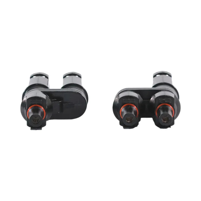 close-up of MC4 solar parallel Y connectors