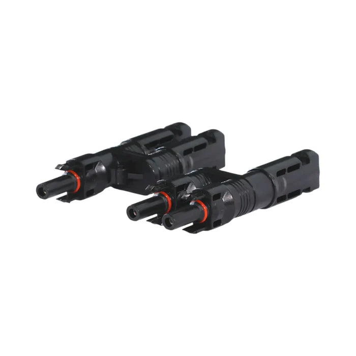 solar MC4 parallel adapters connected to cables