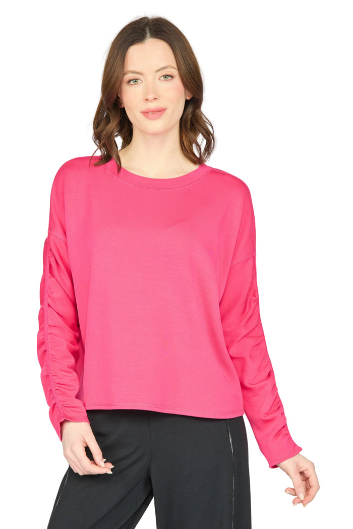 Solid Wander Pullover by Olivia by Habitat in Magenta