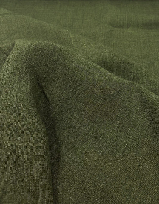 Sorrento Washed Linen Fabric, Forest Green