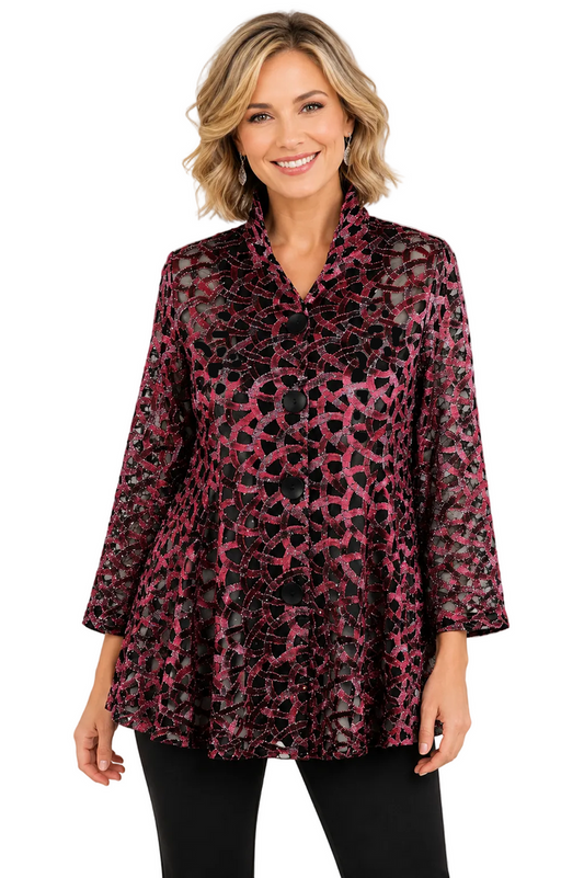 Soutache Ombré Jacket in Red - 300-RD - Size M Only!