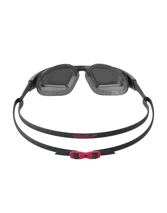 Speedo Aquapulse Pro goggles in black with gray lenses and pink strap