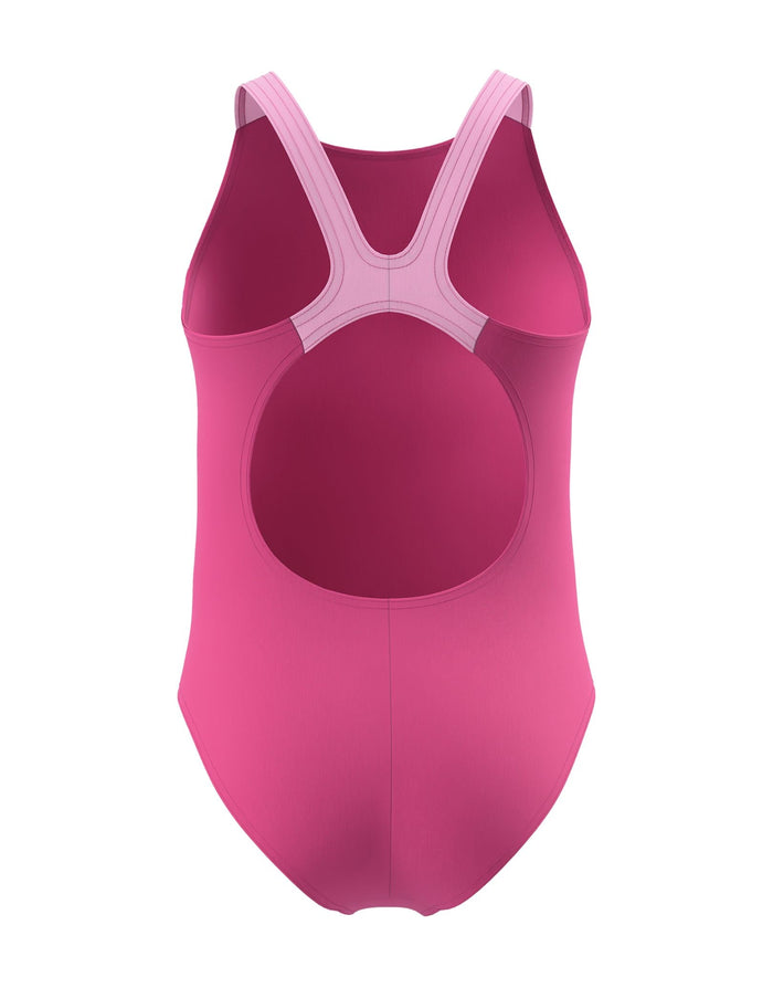 Speedo - Girls Print Pulseback Swimsuit - Pink/Multi - Product Back