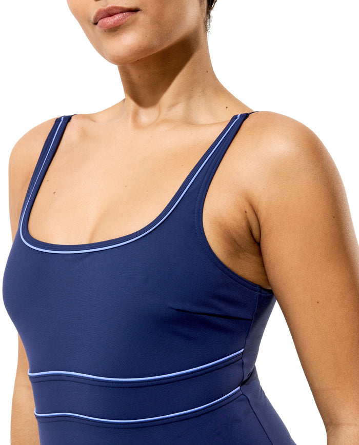 Speedo Shaping Solid Contour Eclipse Swimsuit - Navy/Purple