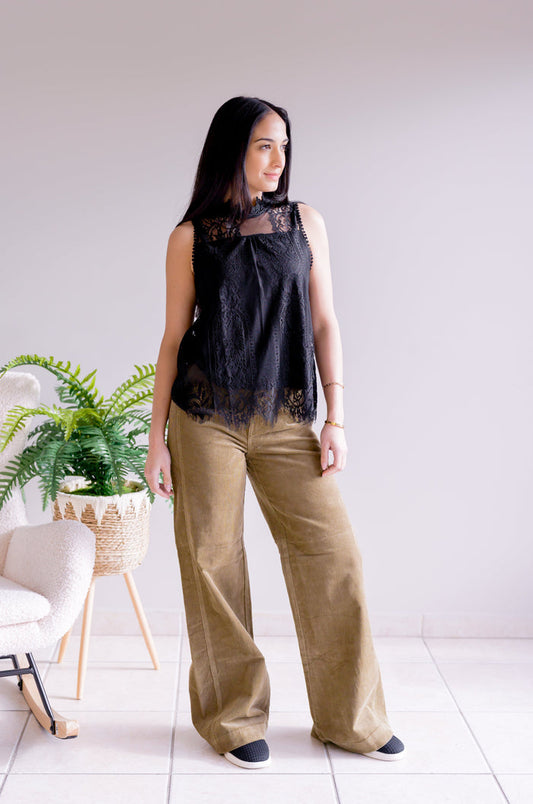 Spring Whispers Lace Top Black