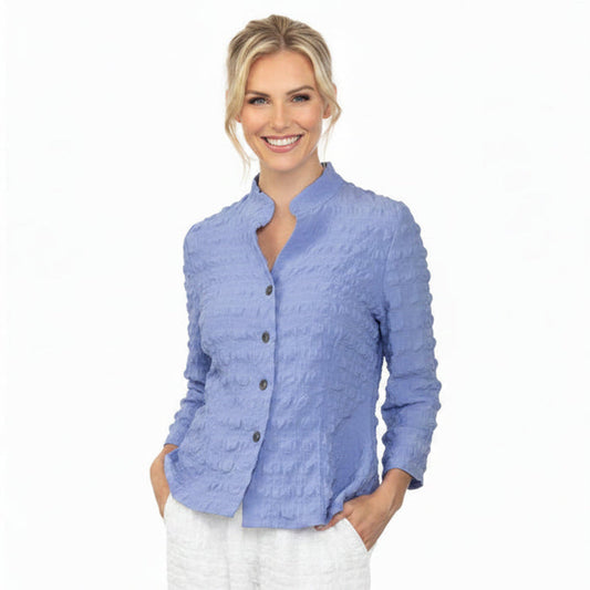 Stand Collar Short Jacket in Periwinkle - 7073J-PW