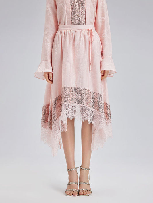 Statement Sequin Lace Panel Skirt