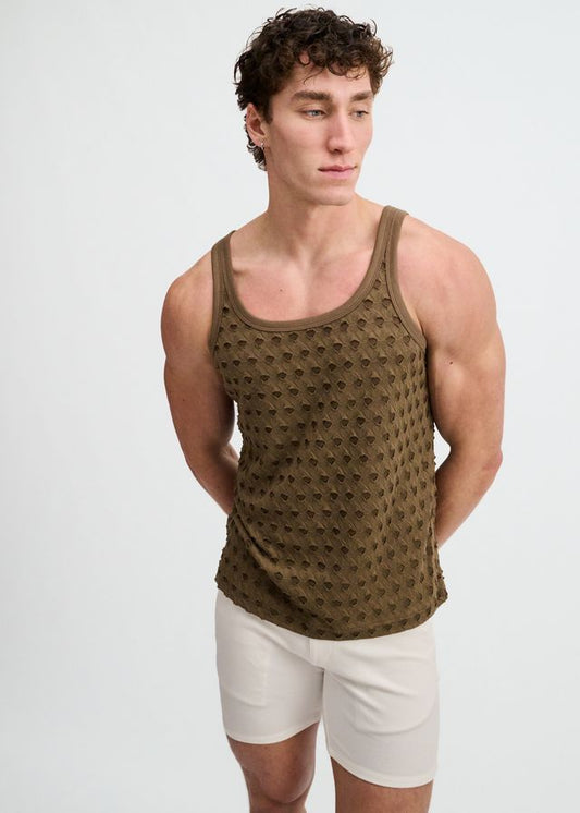 STRETCH RIPPED KNIT TANK
