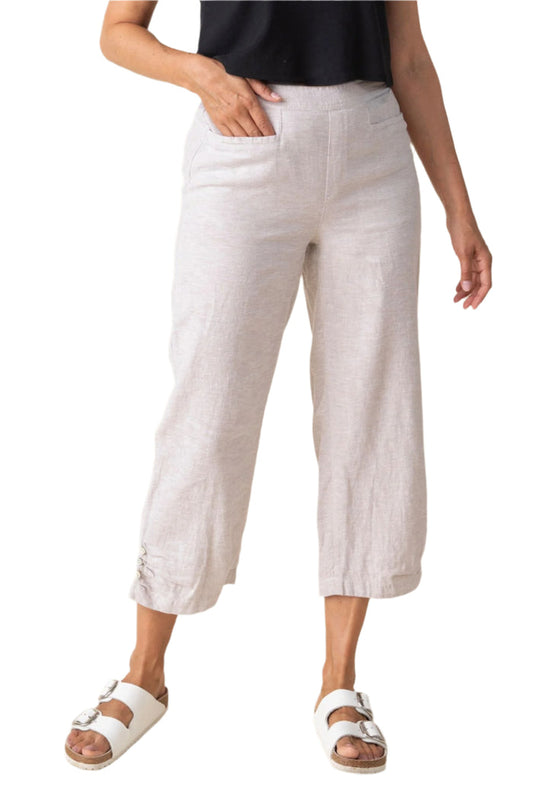 Summer Breeze Button Trim Capri  - 41576